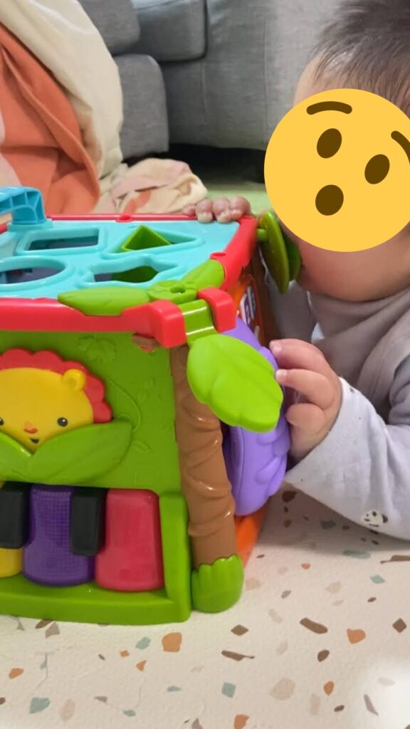 0歳の赤ちゃんが触っている様子